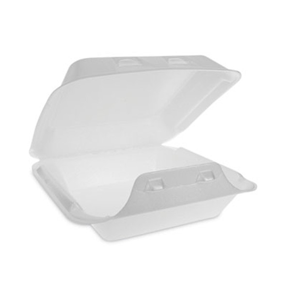 Smartlock Foam Hinged Lid Container, Medium, 8 x 8 x 3, White, 150/Carton