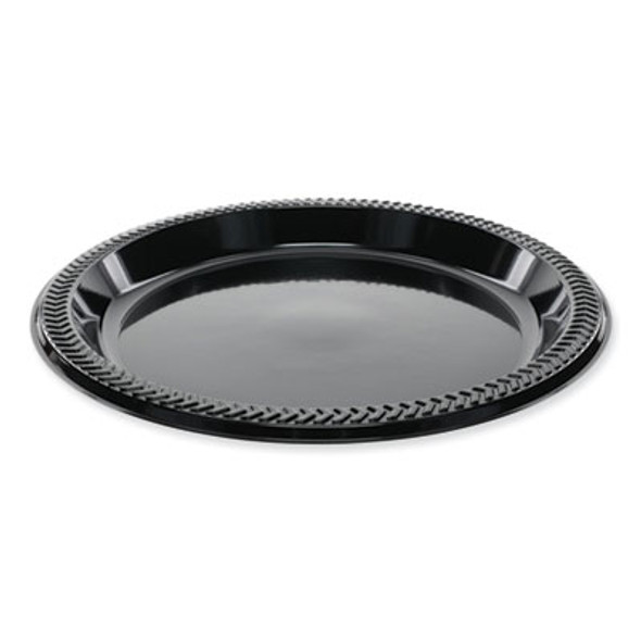 Meadoware Impact Plastic Dinnerware, Plate, 8.9" Dia, Black, 400/Carton