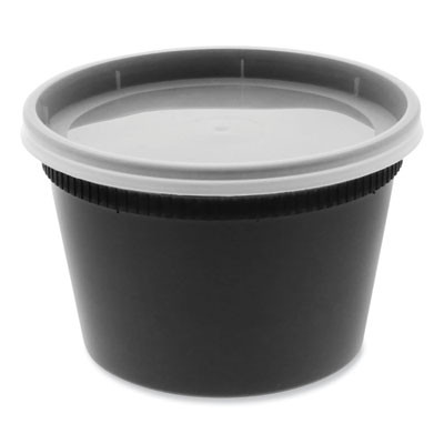 Newspring Delitainer Microwavable Container, 16 Oz, 4.7 x 4.7 x 3.1, Black/Clear, Plastic, 240/Carton