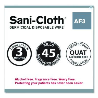 Sani-Cloth Af3 Germicidal Disposable Wipes, Extra-Large, 1-Ply, 7.5" x 15", Unscented, White, 75/Pack