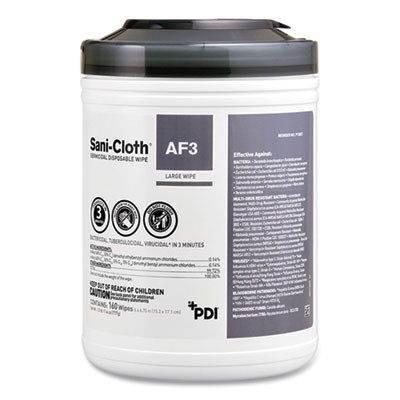 Sani-Cloth Af3 Germicidal Disposable Wipes, Extra-Large, 1-Ply, 7.5" x 15", Unscented, White, 75/Pack