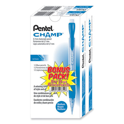 Champ Mechanical Pencil Value Pack, 0.7 Mm, Hb (#2), Black Lead, Blue Barrel, 24/Pack