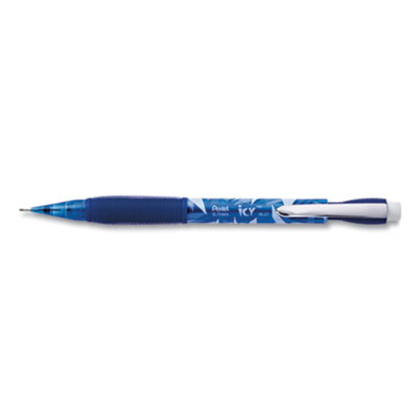 Icy Mechanical Pencil, 0.7 Mm, Hb (#2), Black Lead, Transparent Blue Barrel, Dozen