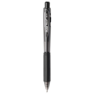 Wow! Ballpoint Pen, Retractable, Medium 1 Mm, Black Ink, Smoke/Black Barrel, Dozen