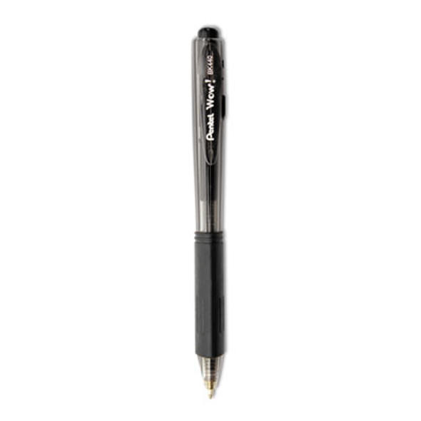 Wow! Ballpoint Pen Value Pack, Retractable, Medium 1 Mm, Black Ink, Smoke/Black Barrel, 36/Pack