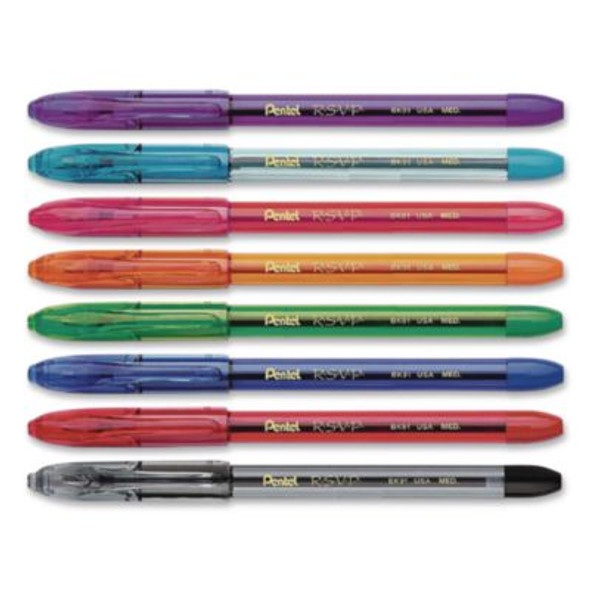 R.s.v.p. Ballpoint Pen, Stick, Medium 1 Mm, Assorted Ink And Barrel Colors, 8/Pack