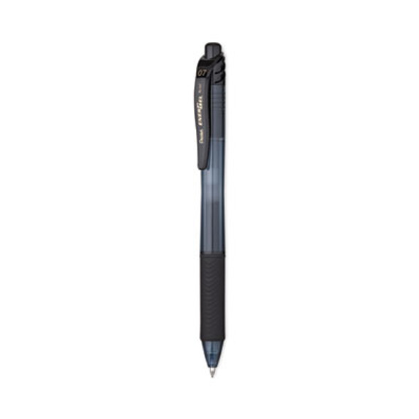 Energel-X Gel Pen, Retractable, Medium 0.7 Mm, Black Ink, Smoke/Black Barrel, Dozen