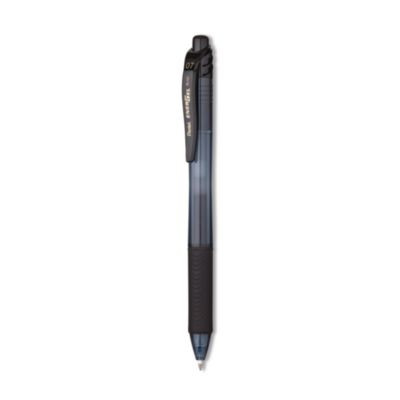 Energel-X Gel Pen, Retractable, Medium 0.7 Mm, Black Ink, Smoke/Black Barrel, 5/Pack