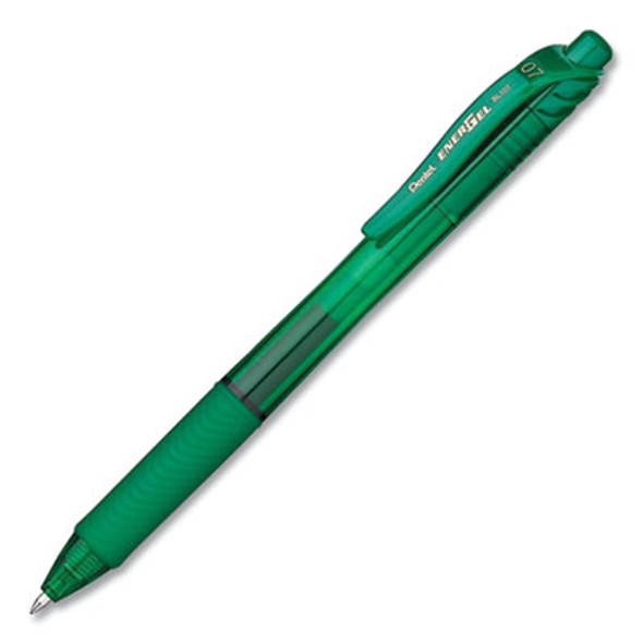 Energel-X Gel Pen, Retractable, Medium 0.7 Mm, Green Ink, Translucent Green/Green Barrel, Dozen