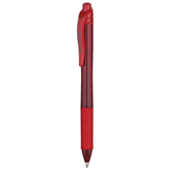 Energel-X Gel Pen, Retractable, Bold 1 Mm, Red Ink, Translucent Red/Red Barrel, Dozen
