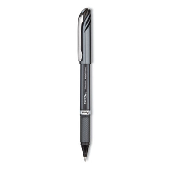 Energel Nv Gel Pen, Stick, Bold 1 Mm, Black Ink, Gray/Black Barrel, Dozen