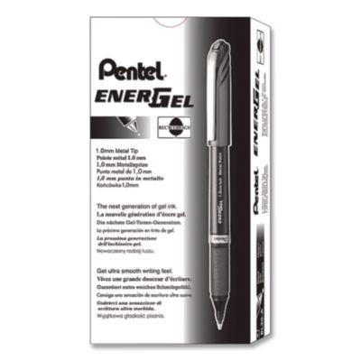 Energel Nv Gel Pen, Stick, Bold 1 Mm, Black Ink, Gray/Black Barrel, Dozen