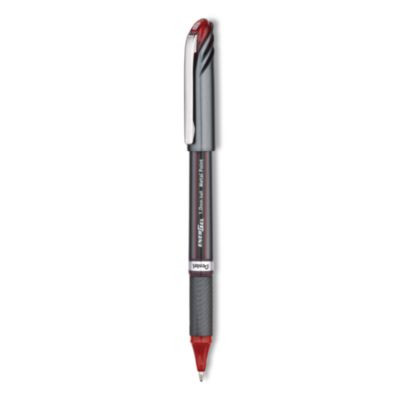 Energel Nv Gel Pen, Stick, Bold 1 Mm, Red Ink, Gray/Red Barrel, Dozen