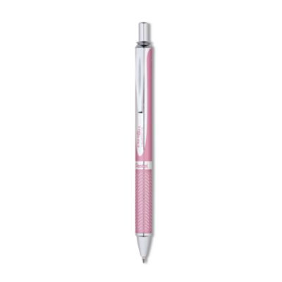 Energel Alloy Rt Gel Pens, Retractable, Medium 0.7Mm, Black Ink, Pink Barrel