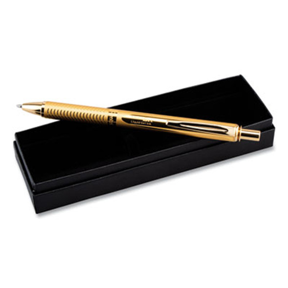Energel Alloy Gel Pen, Retractable, Medium 0.7 Mm, Black Ink, Gold Barrel