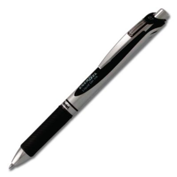 Energel Rtx Gel Pen, Retractable, Medium 0.7 Mm, Black Ink, Black/Gray Barrel