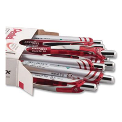 Energel Rtx Gel Pen, Retractable, Medium 0.7 Mm, Red Ink, Red/Gray Barrel