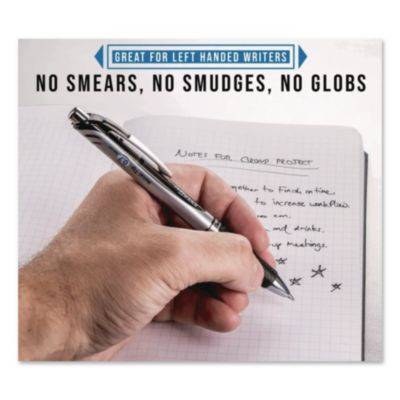 Energel Rtx Gel Pen, Retractable, Medium 0.7 Mm, Black Ink, Black/Gray Barrel, 6/Pack