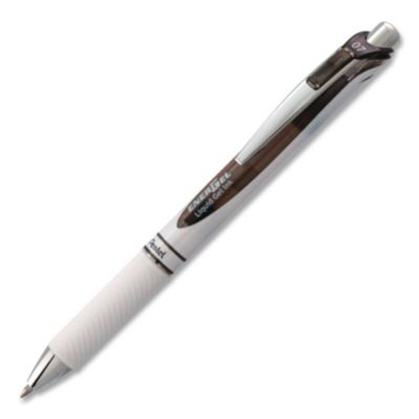 Energel Rtx Gel Pen, Retractable, Medium 0.7 Mm, Black Ink, Smoke/Gray Barrel