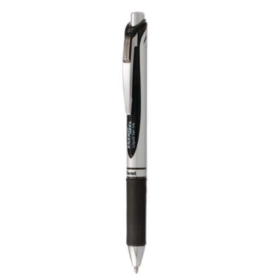 Energel Rtx Gel Pen, Retractable, Medium 0.7 Mm, Black Ink, Black/Silver Barrel, Dozen