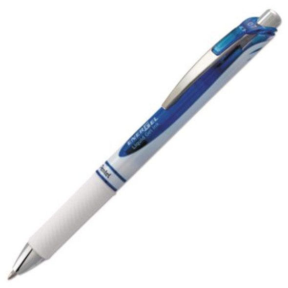 Energel Rtx Gel Pen, Retractable, Medium 0.7 Mm, Blue Ink, White/Translucent Blue Barrel