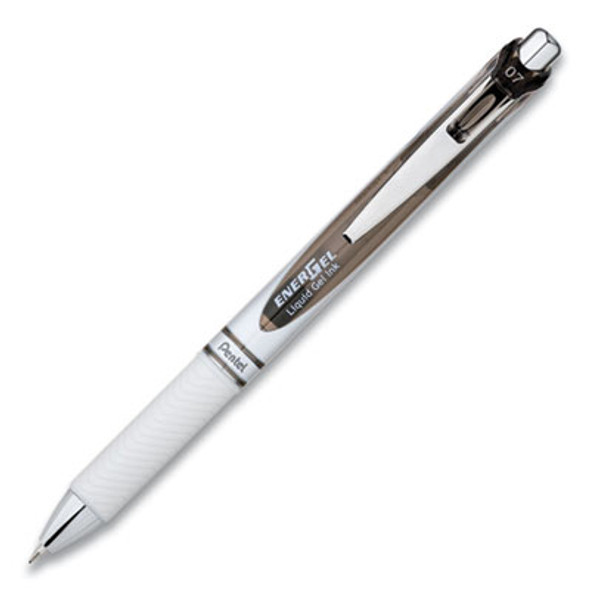 Energel Pearl Deluxe Rtx Gel Pen, Retractable, Medium 0.7 Mm, Black Ink, Pearl White/Smoke Barrel, 3/Pack