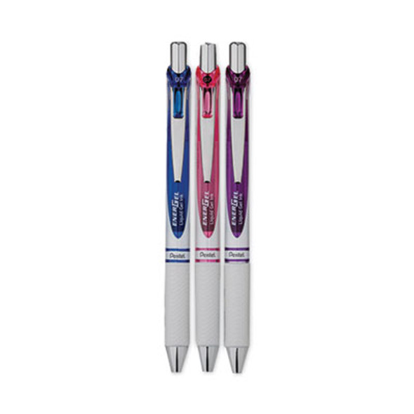 Energel Pearl Deluxe Rtx Gel Pen, Retractable, Medium 0.7 Mm, Assorted Ink And Barrel Colors, 3/Pack