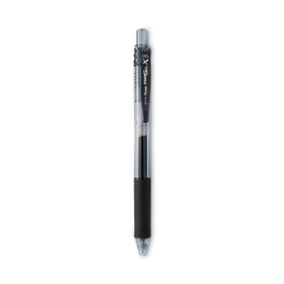 Energel-X Gel Pen, Retractable, Fine 0.5 Mm, Black Ink, Clear/Black Barrel, Dozen