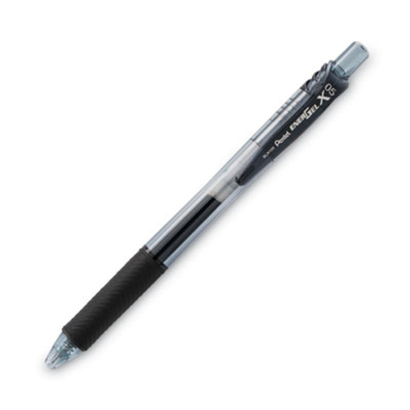 Energel-X Gel Pen, Retractable, Fine 0.5 Mm Needle Tip, Black Ink, Clear/Black Barrel, Dozen