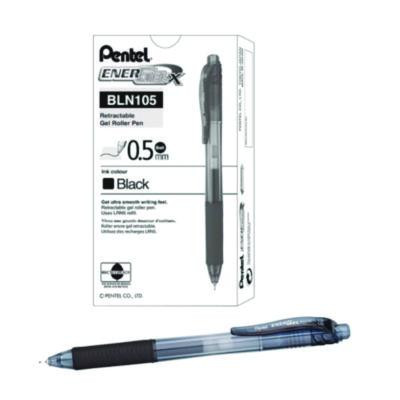 Energel-X Gel Pen, Retractable, Fine 0.5 Mm, Black Ink, Clear/Black Barrel, 24/Pack