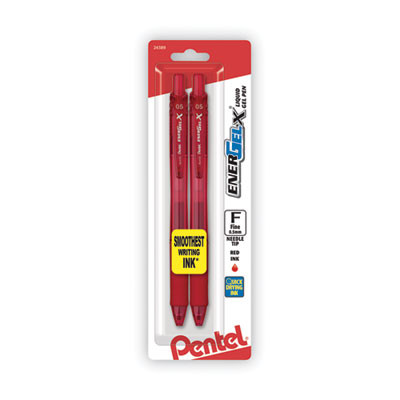 Energel-X Gel Pen, Retractable, Fine 0.5 Mm, Red Ink, Translucent Red/Red Barrel, Dozen