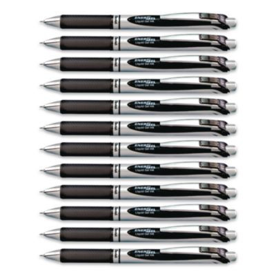 Energel Rtx Gel Pen, Retractable, Extra-Fine 0.3 Mm, Black Ink, Black/Silver Barrel, Dozen