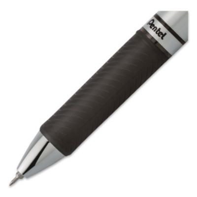 Energel Rtx Gel Pen, Retractable, Extra-Fine 0.3 Mm, Black Ink, Black/Silver Barrel, Dozen