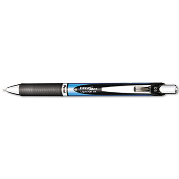 Energel Rtx Gel Pen, Retractable, Fine 0.5 Mm, Black Ink, Black/Blue Barrel