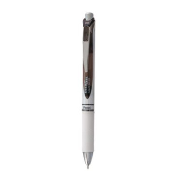 Energel Rtx Gel Pen, Retractable, Fine 0.5 Mm, Black Ink, White/Smoke Barrel