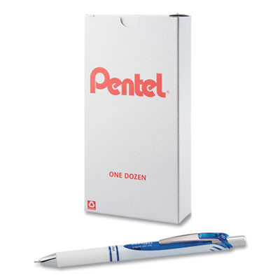 Energel Pearl Deluxe Rtx Gel Pen, Retractable, Medium 0.7 Mm, Blue Ink, Pearl White/Blue Barrel, Dozen