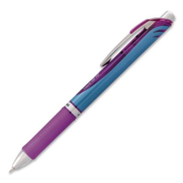 Energel Rtx Gel Pen, Retractable, Medium 0.7 Mm, Violet Ink, Violet/Blue Barrel