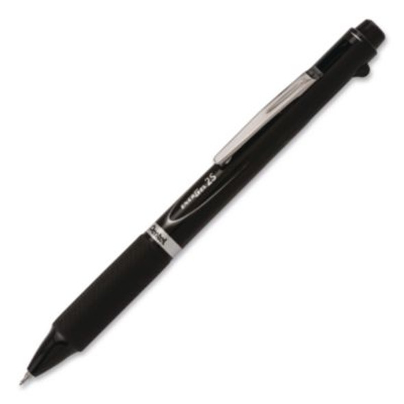 Energel 2s Multi-Color Gel Pen/Pencil, Retractable, Medium 0.5 Mm, Black/Red Ink, Black Barrel