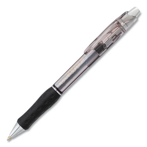 R.S.V.P. Super Rt Ballpoint Pen, Retractable, Medium 1 Mm, Black Ink, Clear/Black Barrel, Dozen