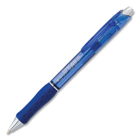 R.S.V.P. Super Rt Ballpoint Pen, Retractable, Medium 1 Mm, Blue Ink, Translucent Blue/Blue Barrel, Dozen