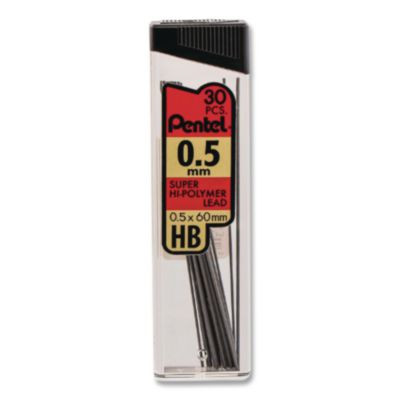 Super Hi-Polymer Lead Refills, 0.5 Mm, Hb, Black, 30/Tube, 3 Tubes/Pack
