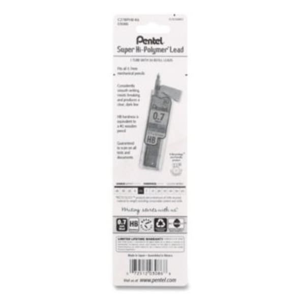 Super Hi-Polymer Lead Refills, 0.7 Mm, Hb, Black, 30/Tube