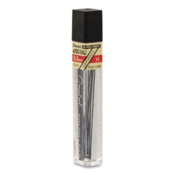 Super Hi-Polymer Lead Refills, 0.5 Mm, H, Black, 12/Tube