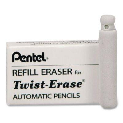 Eraser Refills For Pentel Side Fx And Twist-Erase Pencils, Cylindrical Rod, White, 3/Tube