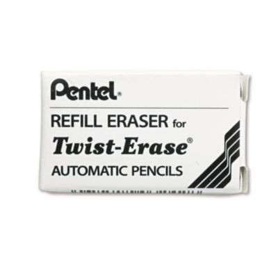 Eraser Refills For Pentel Side Fx And Twist-Erase Pencils, Cylindrical Rod, White, 3/Tube