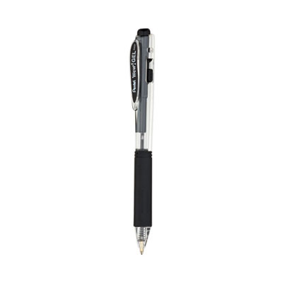 Wow! Gel Pen, Retractable, Medium 0.7 Mm, Black Ink, Clear/Black Barrel, 24/Pack
