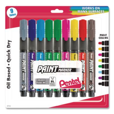 Opaque Bullet Tip Paint Markers, Medium Bullet Tip, Assorted Colors, 9/Pack