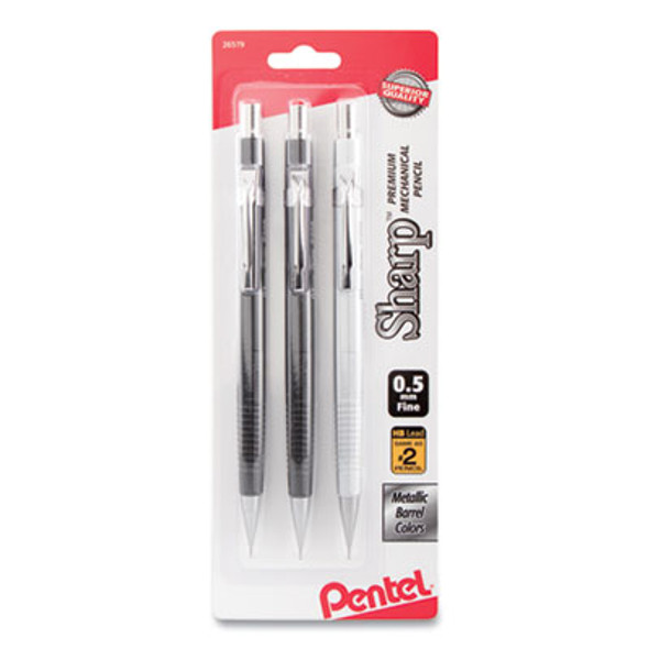 Sharp Mechanical Pencil, 0.5Mm, Hb (#2), Black Lead, Assorted Barrel Colors, 3/Pack