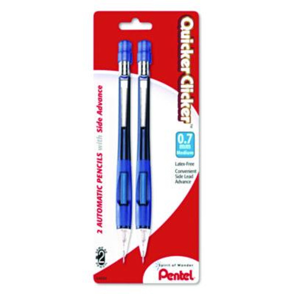 Quicker Clicker Mechanical Pencil, 0.7 Mm, Hb (#2), Black Lead, Blue Barrel, 2/Pack