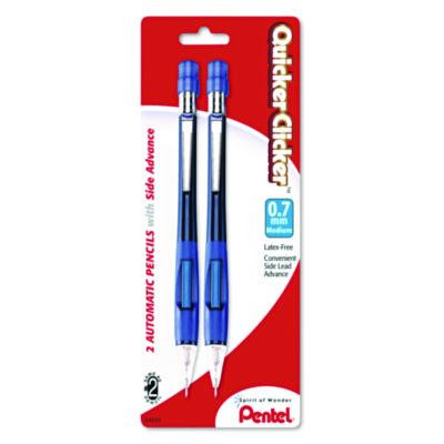 Quicker Clicker Mechanical Pencil, 0.7 Mm, Hb (#2), Black Lead, Blue Barrel, 2/Pack